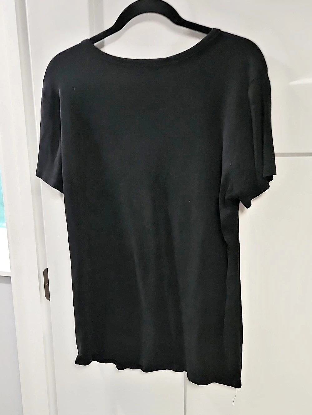 Short Sleeve Rayon Ribbed Top in Black XXL NWT